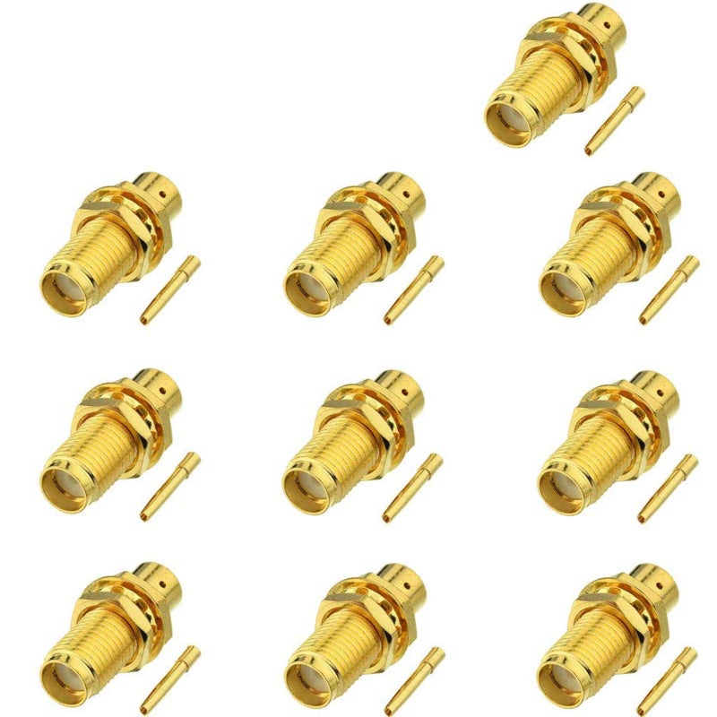 EIGHTWOOD موصل لحام ثنائي SMA أنثوي من Eightwood 10 قطع لأسلاك RG402 .141 شبه صلبة - Image 1